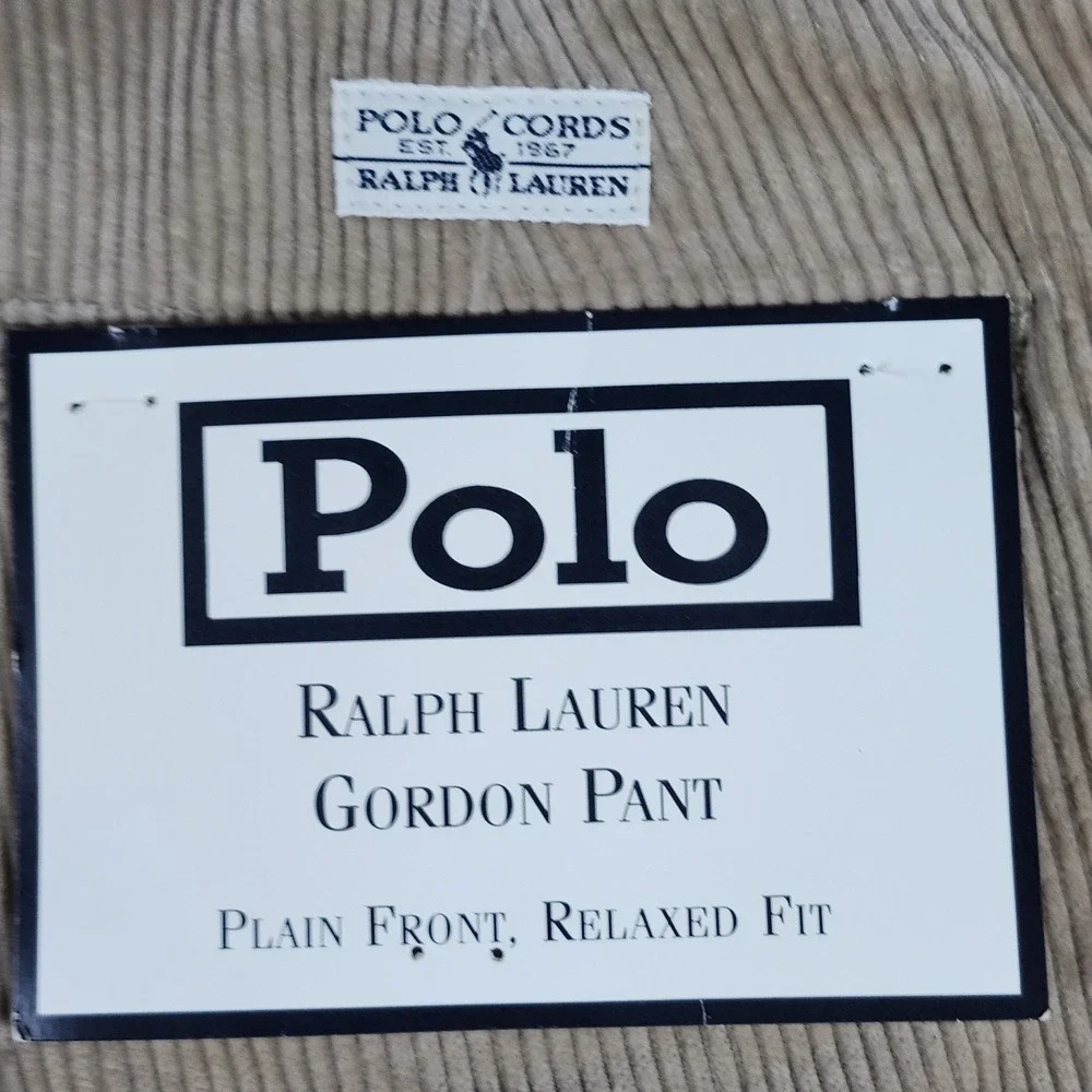 Polo Ralph Lauren Gordon‎ Corduroy Pants Mens 42x32 Beige Pleated  Classic